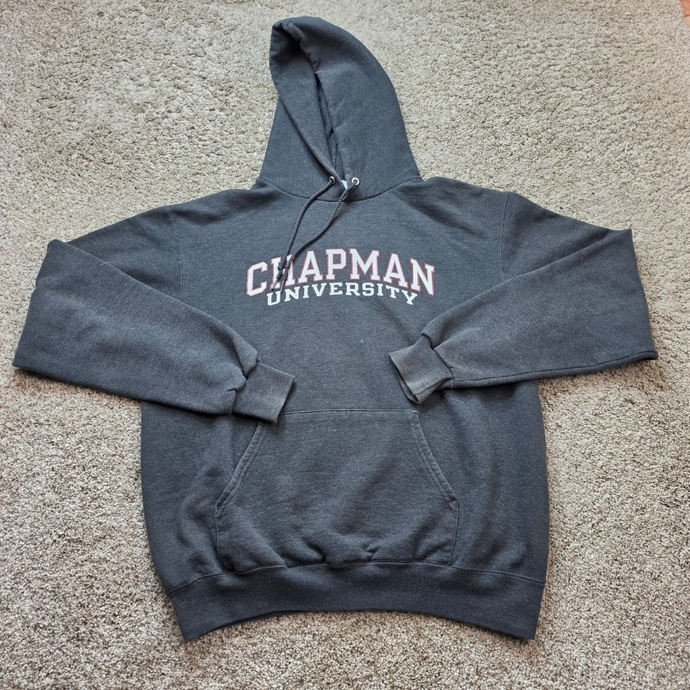 Champion Chapman University Hoodie Mens Medium Gray Outdoor Casual Preppy NCAA